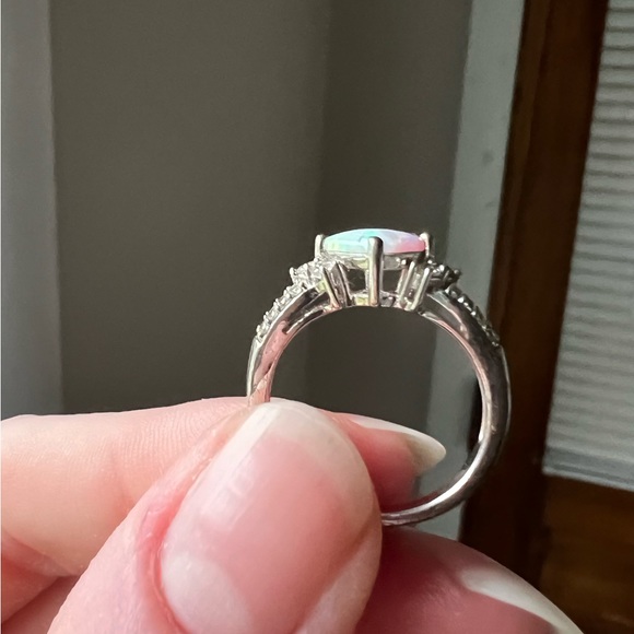 Opal, CZ and .925 Sterling Silver Ring - Picture 5 of 5